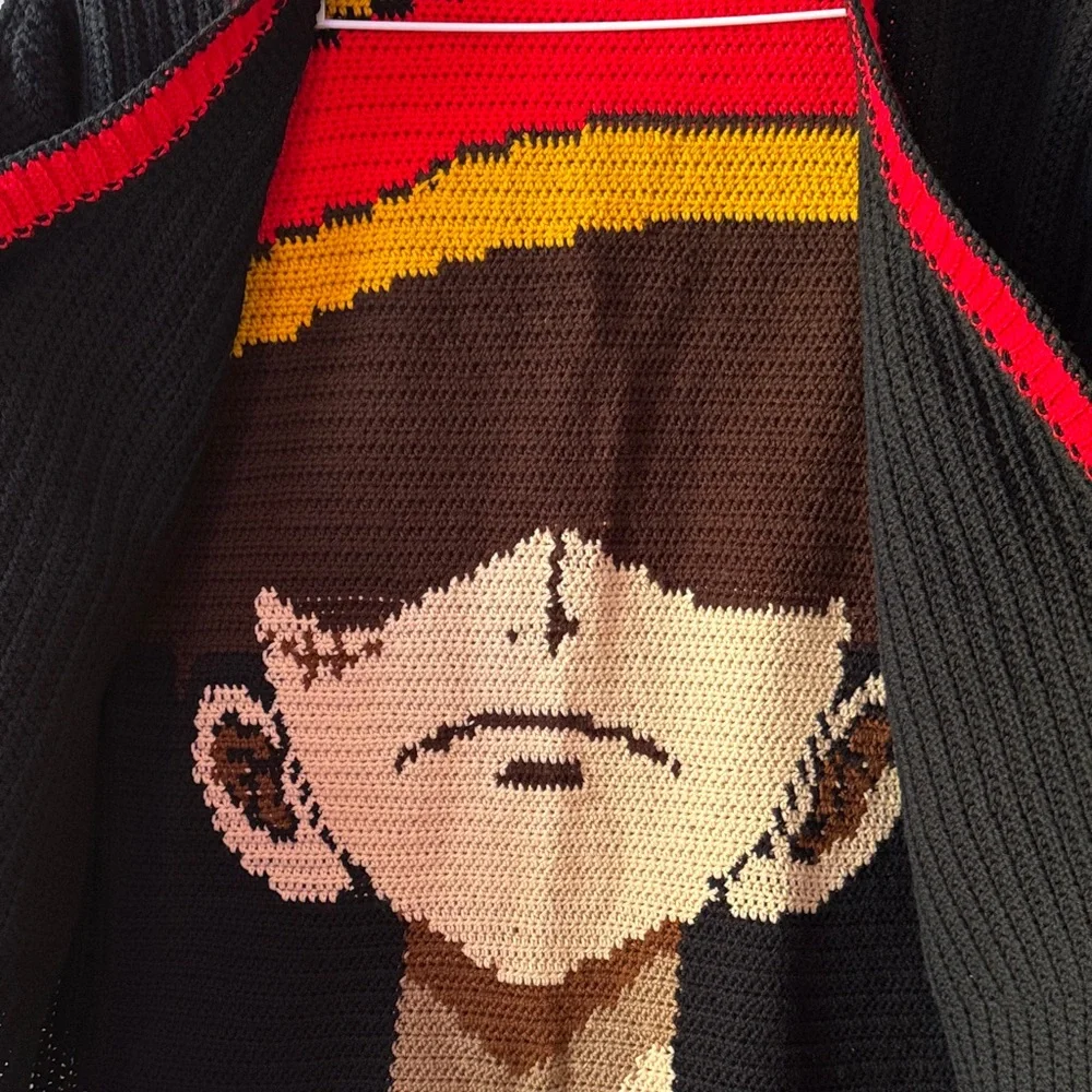 Luffy cardigan Black and Red Graphic crochet 🧶 size XL - Picture 8 of 11